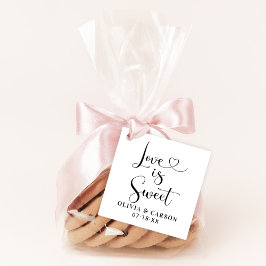 Liebe ist Sweet Modern Black Heart Script Hochzeit Geschenkanhänger