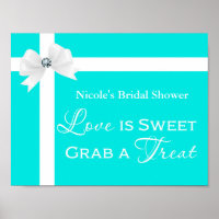 Liebe ist Sweet Modern Blue & White Bow Table Sign