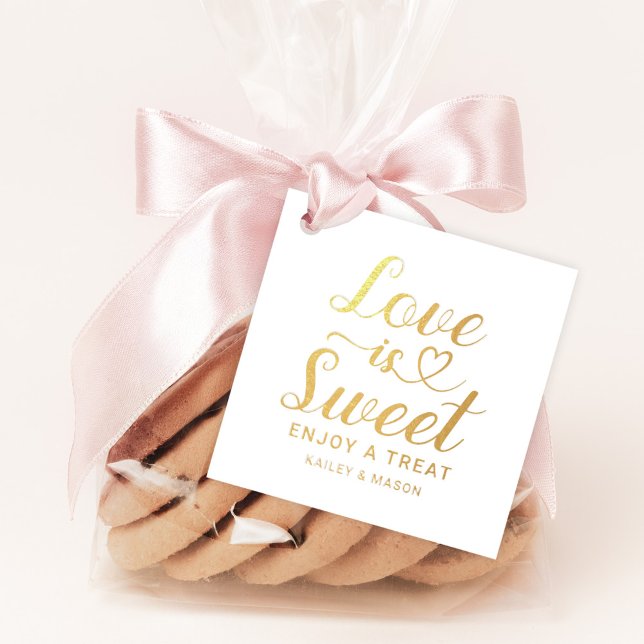Liebe ist Sweet Modern Heart Script Wedding Gold Geschenkanhänger (Von Creator hochgeladen)
