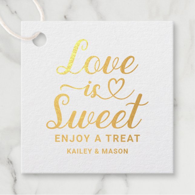 Liebe ist Sweet Modern Heart Script Wedding Gold Geschenkanhänger (Vorderseite)