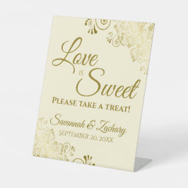 Liebe ist Sweet Nimm eine Leckerei Gold Lace Elfen Sockelschild