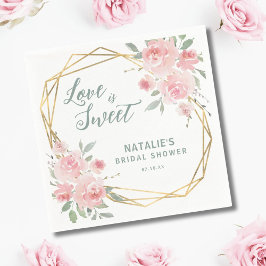 Liebe ist Sweet Pink Floral Brautparty Napkins Serviette