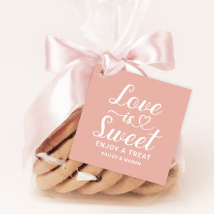 Liebe ist Sweet Rose Gold Heart Script Hochzeit Geschenkanhänger