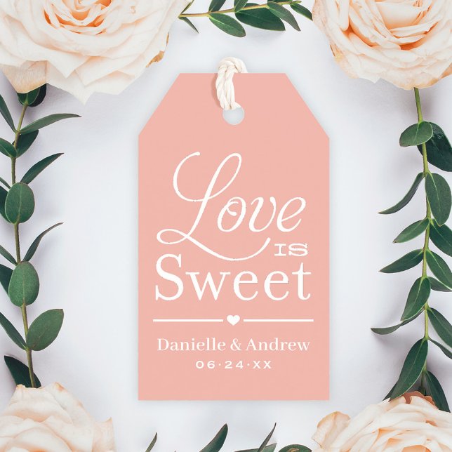Liebe ist Sweet Rose Gold Script Wedding Monogram Geschenkanhänger (Von Creator hochgeladen)