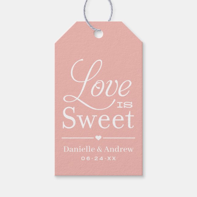 Liebe ist Sweet Rose Gold Script Wedding Monogram Geschenkanhänger (Vorderseite)