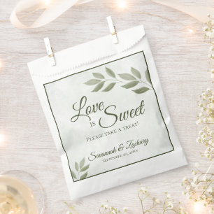 Liebe ist Sweet Sage Green Blätter Hochzeit Geschenktütchen