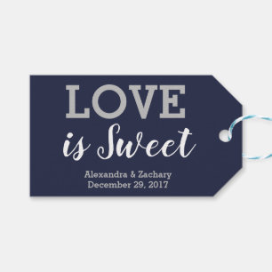 Liebe ist Sweet Silver Navy Blue Wedding Candy Gef Geschenkanhänger