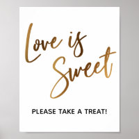Liebe ist Sweet Simple Gold Typografy Sign