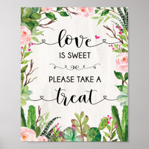 Liebe ist Sweet Succulent Cactus Gastgeschenk Hoch Poster