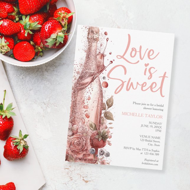 Liebe ist Sweet Summer Champagne Strawberries Einladung (Von Creator hochgeladen)