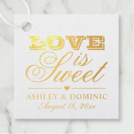 Liebe ist Sweet Typografy Wedding Monogram Gold Geschenkanhänger