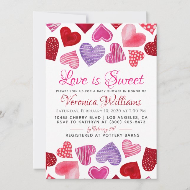 Liebe ist Sweet Valentine's Baby Shower Einladung (Vorderseite)