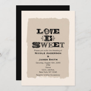 LIEBE IST SWEET Vintage Hochzeit Beige Einladungen