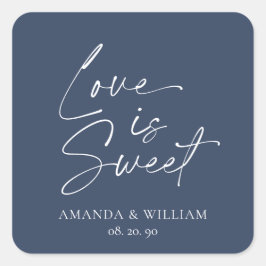 Liebe ist Sweet Wedding Sticker - Navy & White