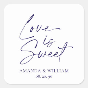 Liebe ist Sweet Wedding Sticker - White & Navy