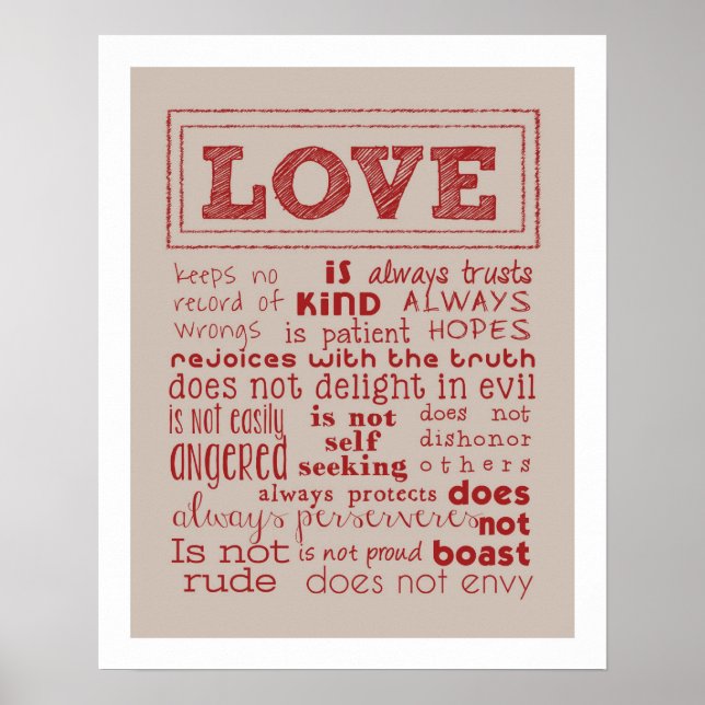 Liebe ist...... Typografie Art Print Poster (Vorne)