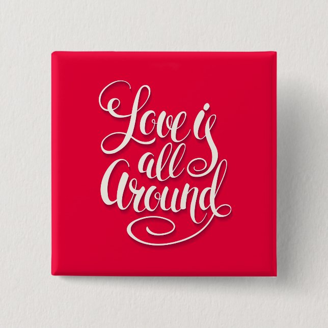 Liebe ist um die Schreibschrift pink herum Button (Vorderseite)