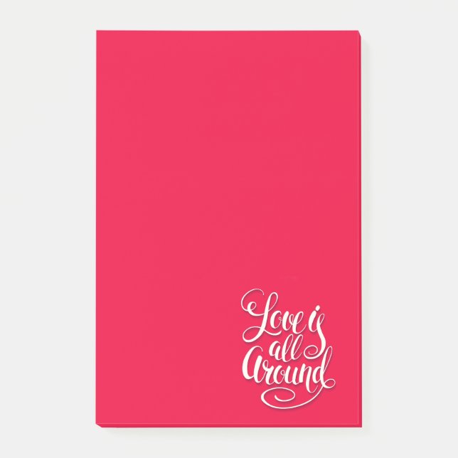Liebe ist um die Schreibschrift pink herum Post-it Klebezettel (Vorderseite)