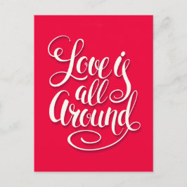 Liebe ist um die Schreibschrift pink herum Postkarte