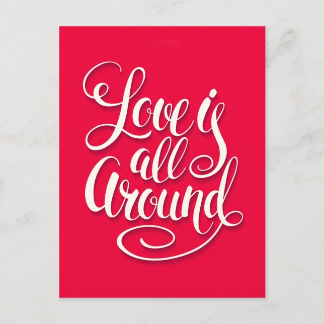 Liebe ist um die Schreibschrift pink herum Postkarte (Vorderseite)