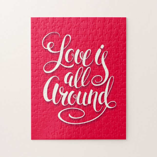 Liebe ist um die Schreibschrift pink herum Puzzle (Vertikal)