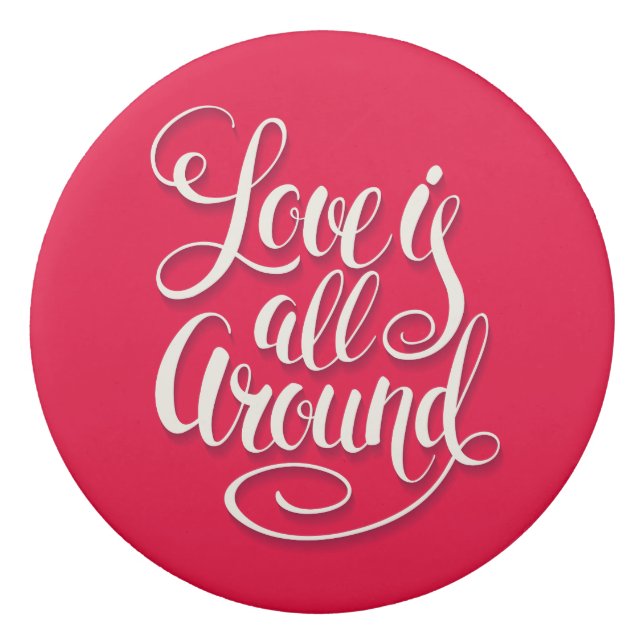 Liebe ist um die Schreibschrift pink herum Radiergummi (Vorderseite)