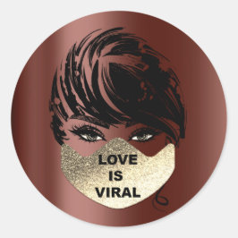 Liebe ist virales Coronavirus Gold Gesichtsmaske G Runder Aufkleber