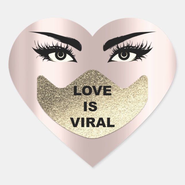 Liebe ist virales Coronavirus Rose Gesicht Maske Herz-Aufkleber (Vorderseite)