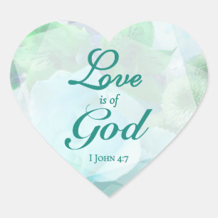 Liebe ist von Gott Blass Teal Rose Herz-Aufkleber