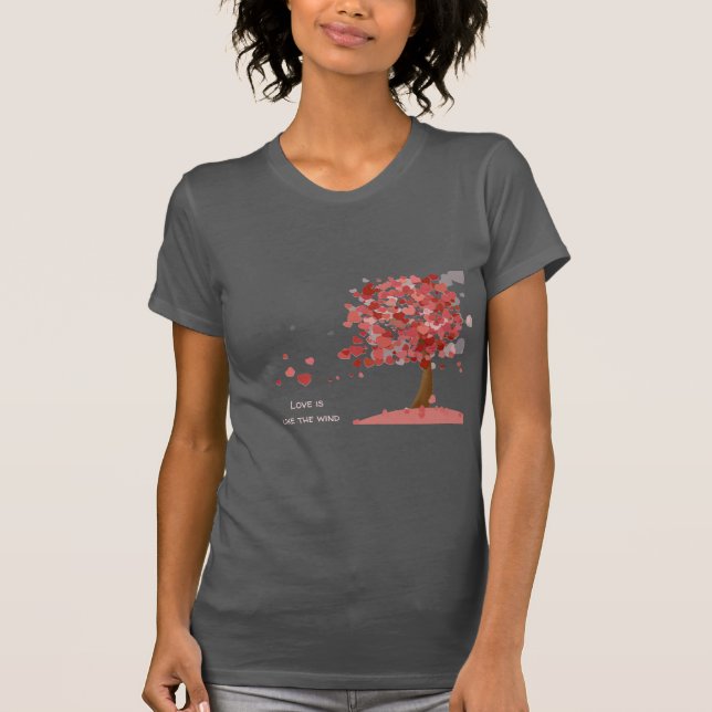 Liebe ist wie der Wind Tree of Hearts niedliche He T-Shirt (Vorderseite)