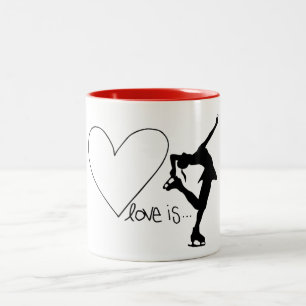 Liebe ist Zahl Skaten, Mädchen-Skater u. Heart/RED Zweifarbige Tasse