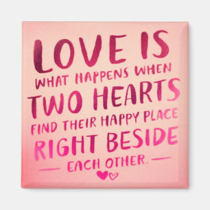 Liebe ist zwei Herzen, rosa Magnet