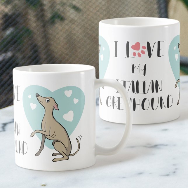 Liebe Italian Greyhound Fawn Cartoon Dog Niedliche Kaffeetasse (Von Creator hochgeladen)