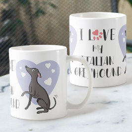Liebe Italian Greyhound Gray Cartoon Dog Niedliche Kaffeetasse