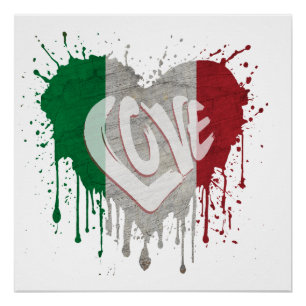 Liebe Italien Flagge Poster