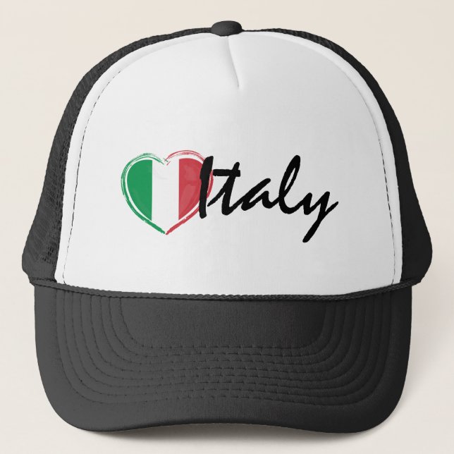 Liebe Italien Italia Herzflagge Trucker Hat Truckerkappe (Vorderseite)