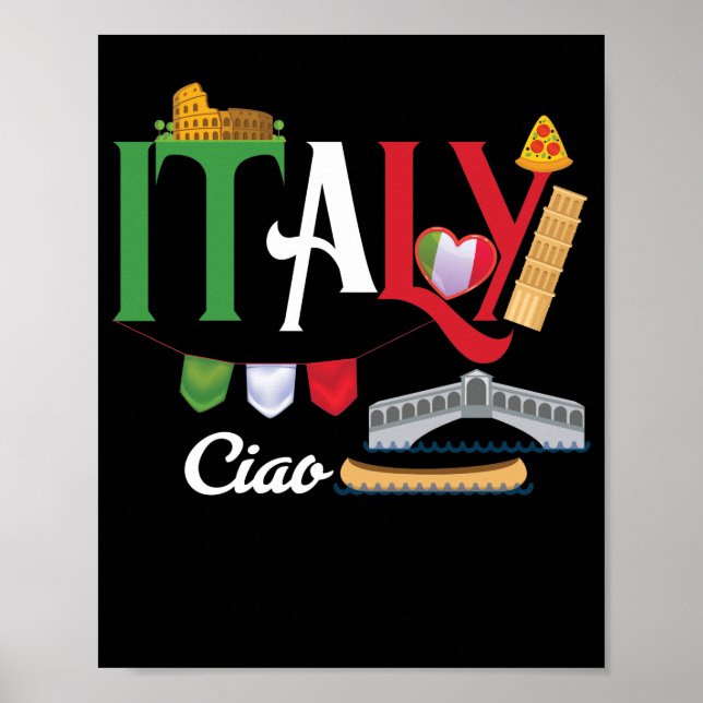 Liebe Italien und alles Italienische Kultur Souven Poster (Vorne)