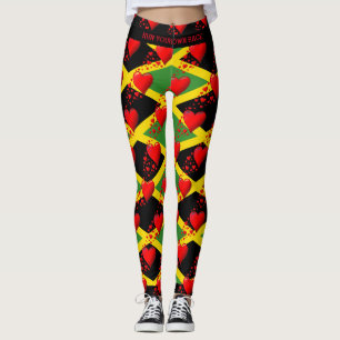 LIEBE JAMAICA Flag Red Hearts führen Ihre RACE Cus Leggings