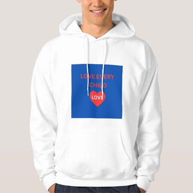 Liebe jedes Kind Herz weißer Pullover Hoodie (Vorderseite)