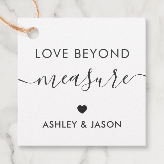 Liebe jenseits der Maßeinheit Geschenkmarke, Hochz Geschenkanhänger (Vorderseite)