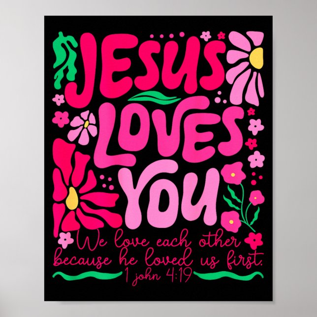 Liebe Jesus Boho Floral Religiöser Glaube Poster (Vorne)