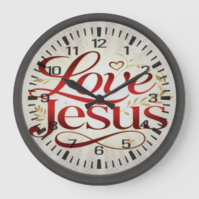 Liebe Jesus Große Wanduhr (Vorderseite)