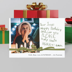 Liebe Jesus Olive-Kreide Notiz Foto-Weihnachtskart