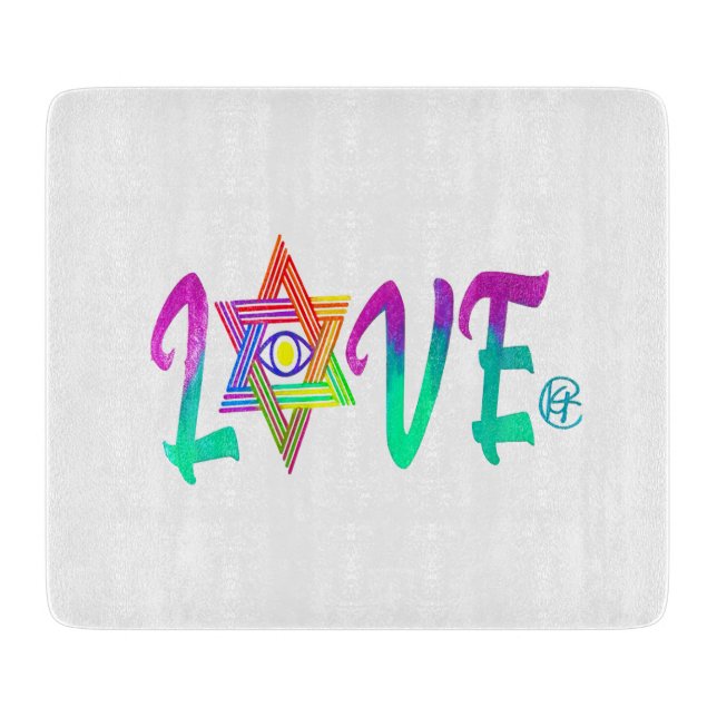 Liebe Jewish Evil Eye Star der David Cutting Board Schneidebrett (Vorderseite)