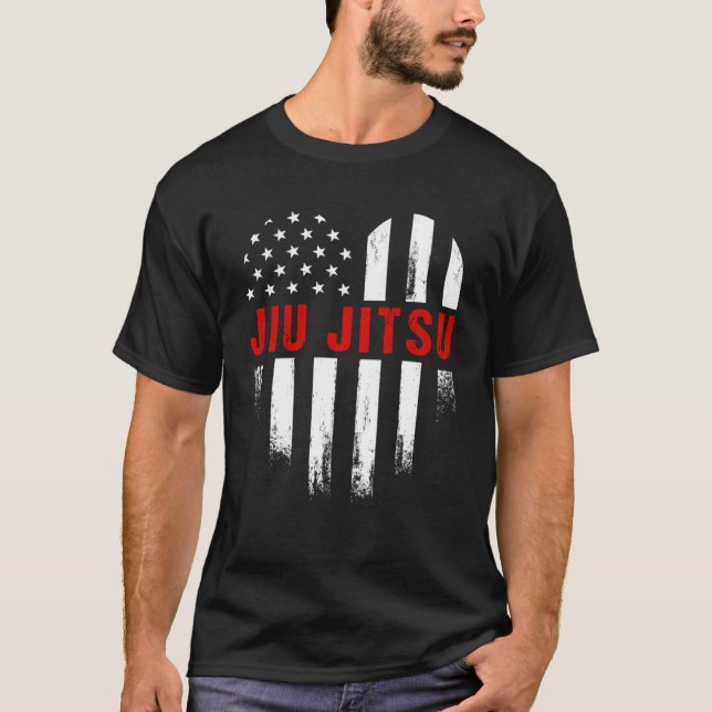Liebe Jiu Jitsu American Flag US Sports M T-Shirt (Vorderseite)