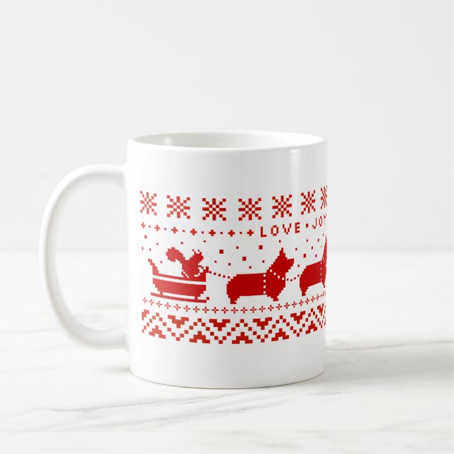 Liebe Joce Peace Corgis Festlicher Weihnachtsfeier Kaffeetasse (Links)