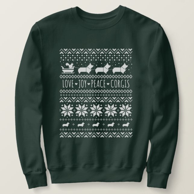 Liebe Joce Peace Corgis Festlicher Weihnachtsfeier Sweatshirt (Design vorne)