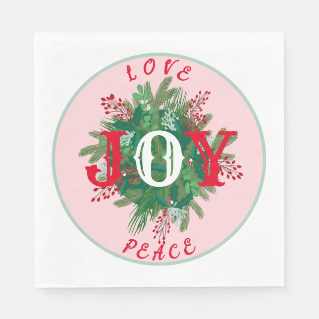 Liebe Joce PEACE Holiday elegante Kleider grün rot Serviette (Vorderseite)