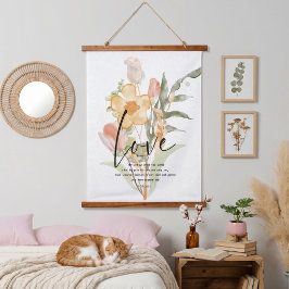 Liebe-John 3:16 orangefarbene Blüte Wandteppich Mit Holzrahmen