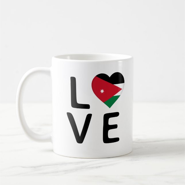 Liebe - jordanische Flagge Kaffeetasse (Links)